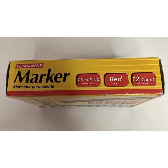 Rare OficeMax Permanent Red Marker Chisel-Tip 12 Count OM97552 Sealed Box 2005 - Picture 6 of 6